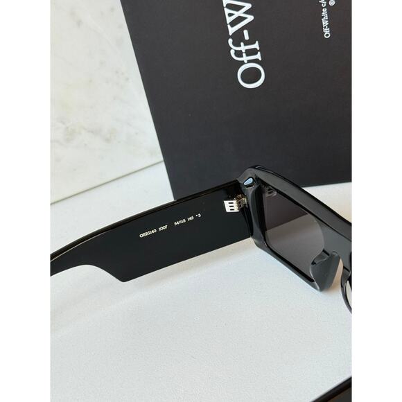 NEW Off White Troy Black Thick Rim Square Unisex Sunglasses - Picture 7 of 8